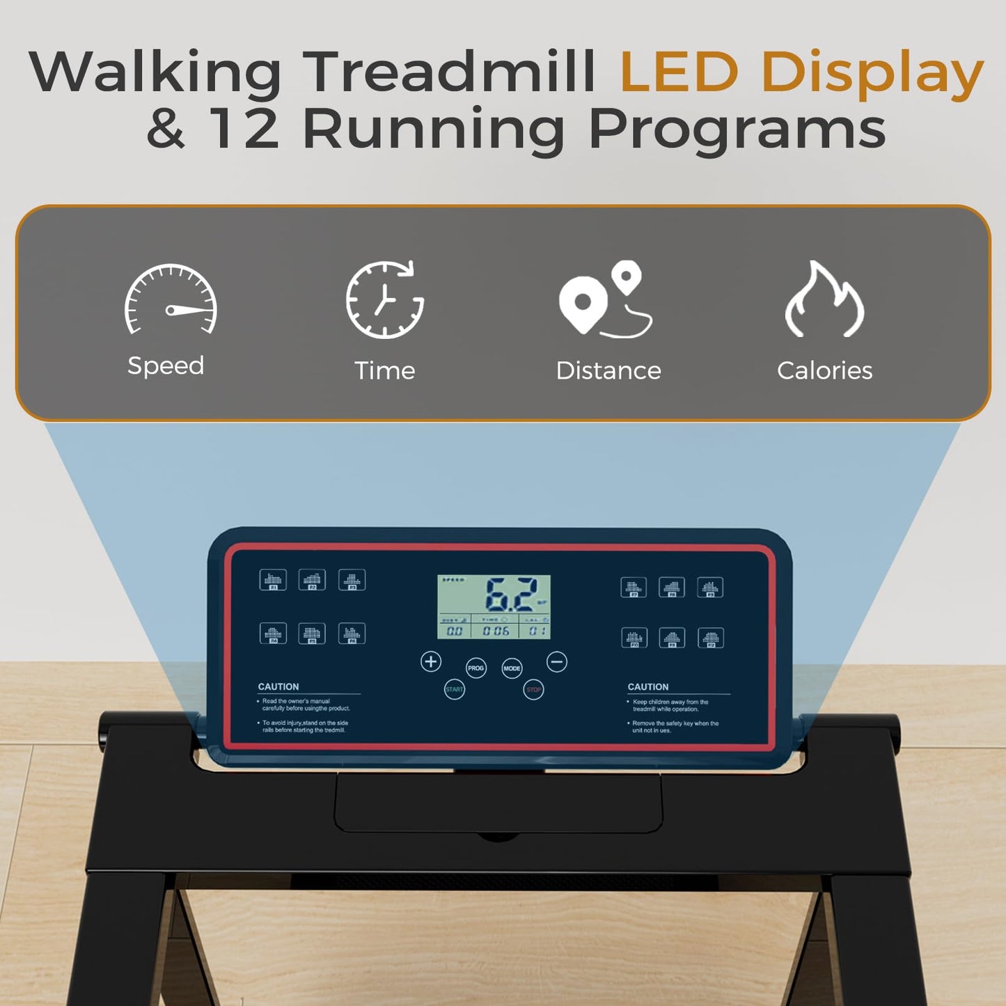 Portable Treadmills for Home, Electric Walking Pad Treadmill with 12 Preset Programs, 3.0HP Treadmill with Handle for Small Home, Waking Pad,Compact Running Treadmills with 320LBS Capacity(Black)
