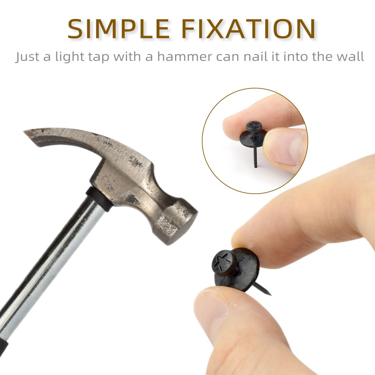 30 Pieces Double Headed Picture Hangers Nails Picture Hanging Tacks for Wall Decorative Small Nails Pins for Photo Push Pins Thumb Tack Hanging Hook Pins for Home & Office Decorations (Black)