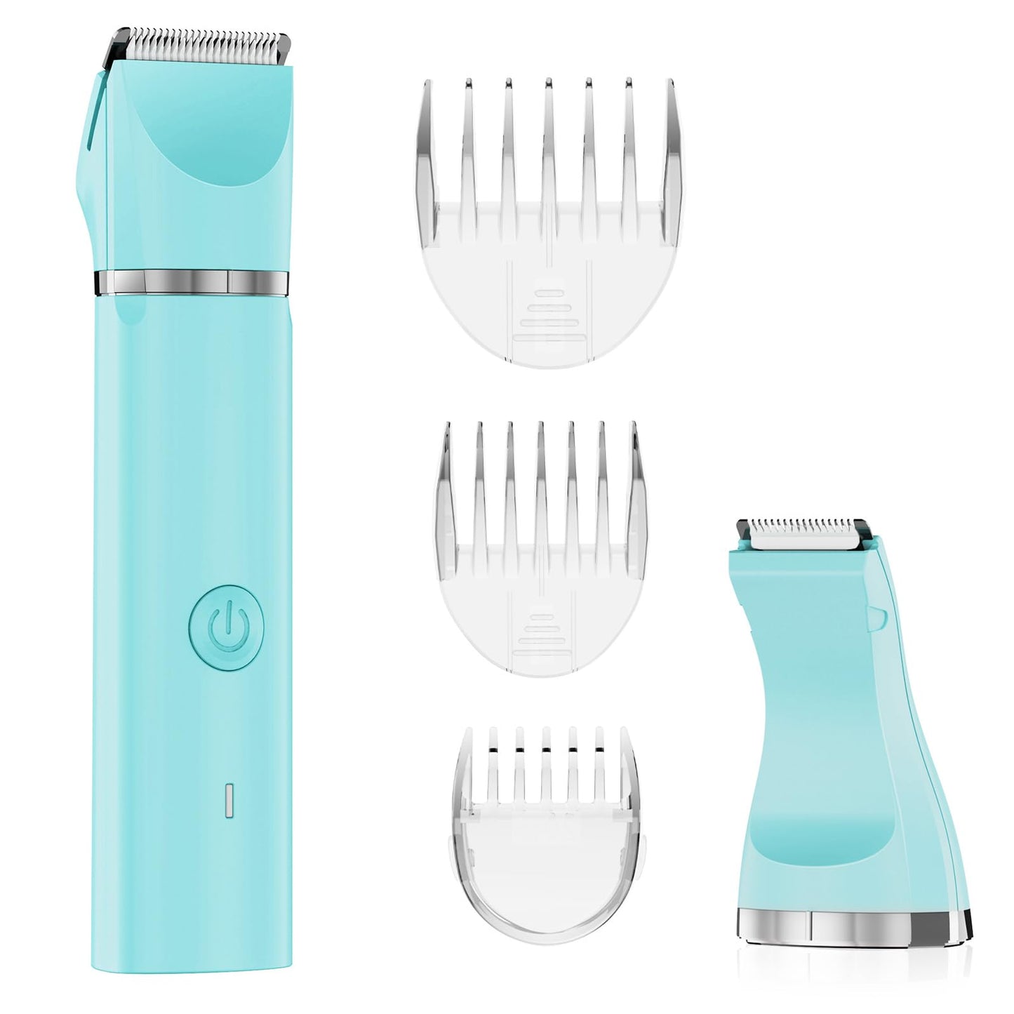 AIBRIT PRO Electric Bikini Trimmer for Women,2 in 1 Electric Shaver for Women Pubic Hair, Portable Razors for Shaving with 2 Trimmer Heads,IPX7 Waterproof (Blue)