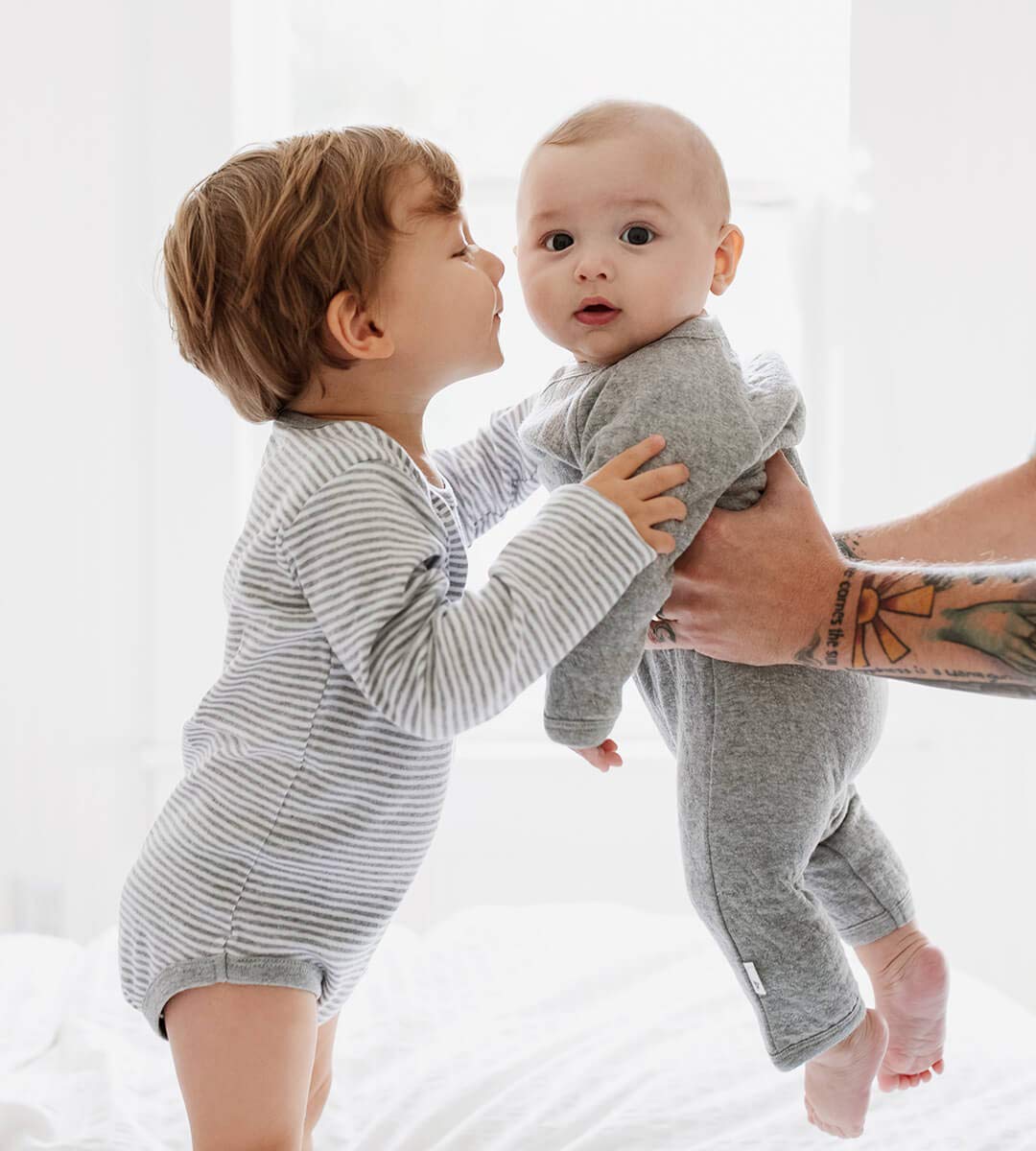 Burt's Bees Baby 'baby-boys' Romper Jumpsuit, 100% Organic Cotton One-piece Coverall and Toddler Footie, Heather Grey Quilted Kimono, 3-6 Months US