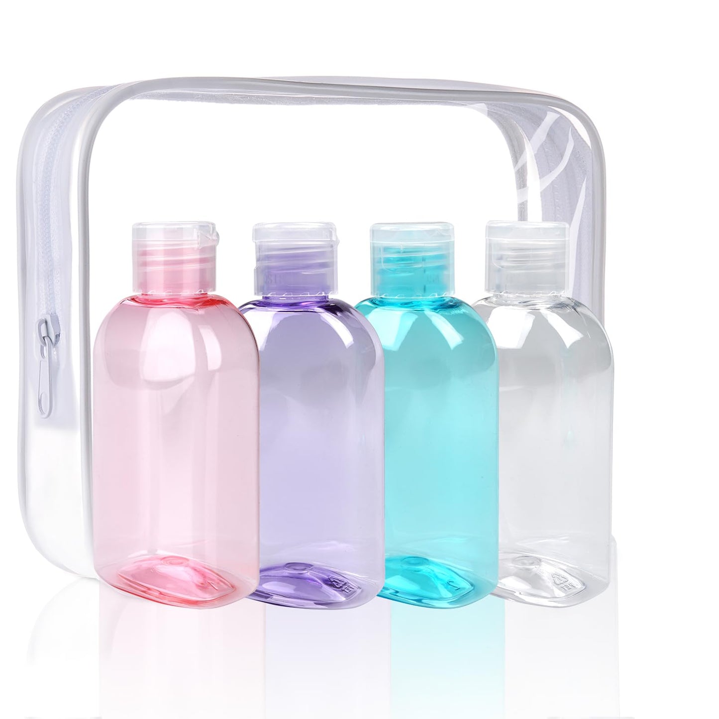 Cosywell Travel Bottles for Toiletries 4pcs 3.4oz Travel Shampoo and Conditioner Bottles TSA Approved Travel Size Containers Leak Proof Small Plastic Squeeze Bottles with Flip Cap