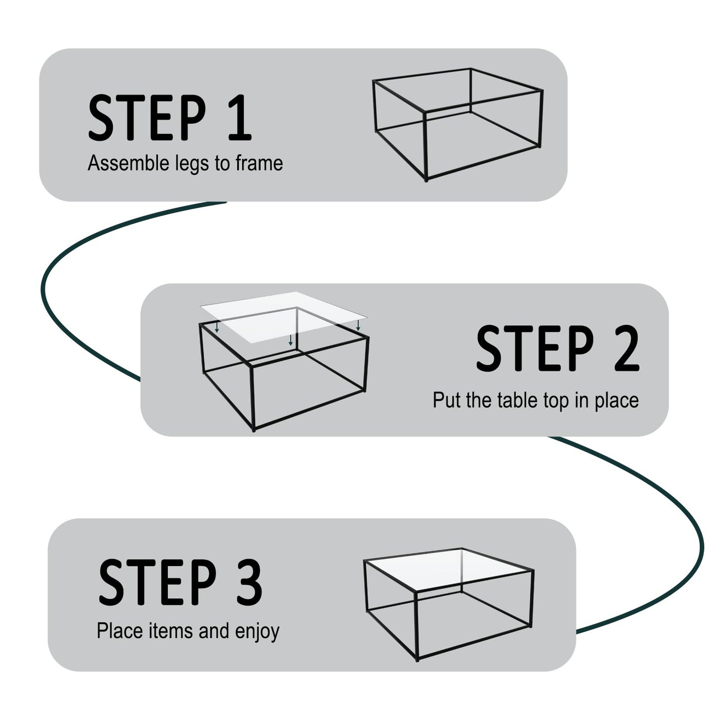 Glass Coffee Table Modern Center Table,Minimalist Coffee Table Sofa Side Tea Table for Living Room,Tempered Glass-top with Sturdy Metal Frame, Easy Assembly,26.4 x 26.4 x 15.7 Inches, Black