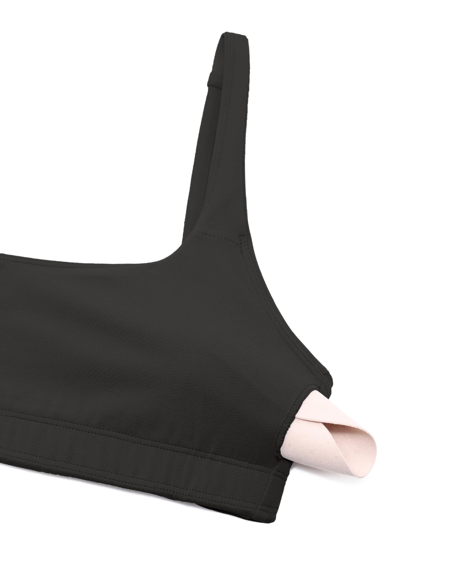 CRZ YOGA Butterluxe Spaghetti Strap Sports Bras for Women - Square Neck Yoga Wireless Low Coverage Padded Cami Crop Top Black X-Small