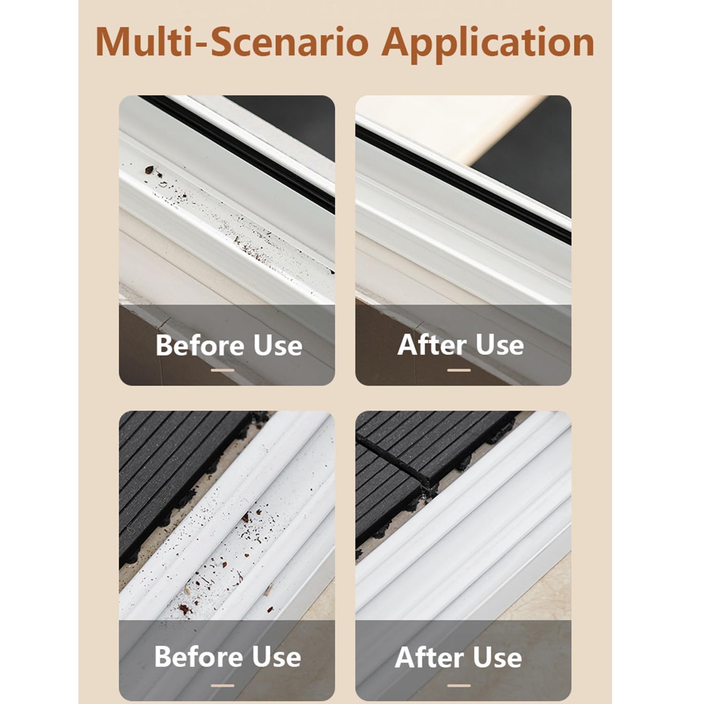 ESUOHYM Groove Cleaning Brush 2 in 1 Grout Cleaner Tool Grip Brush Hard Bristle Crevice Cleaning Brush for Sliding Door Track, Window Sill, Window Seal