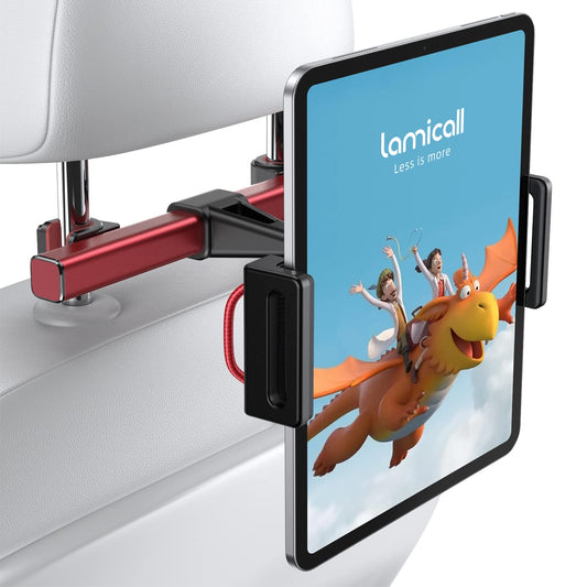 Lamicall Car Tablet Headrest Holder - Car Back Seat Headrest Tablet Mount Stand for Kids, Road Trip Essentials, Compatible with 2024 iPad Pro 11/13", Air Mini, Galaxy Tab, 4.7-13" Devices, Black
