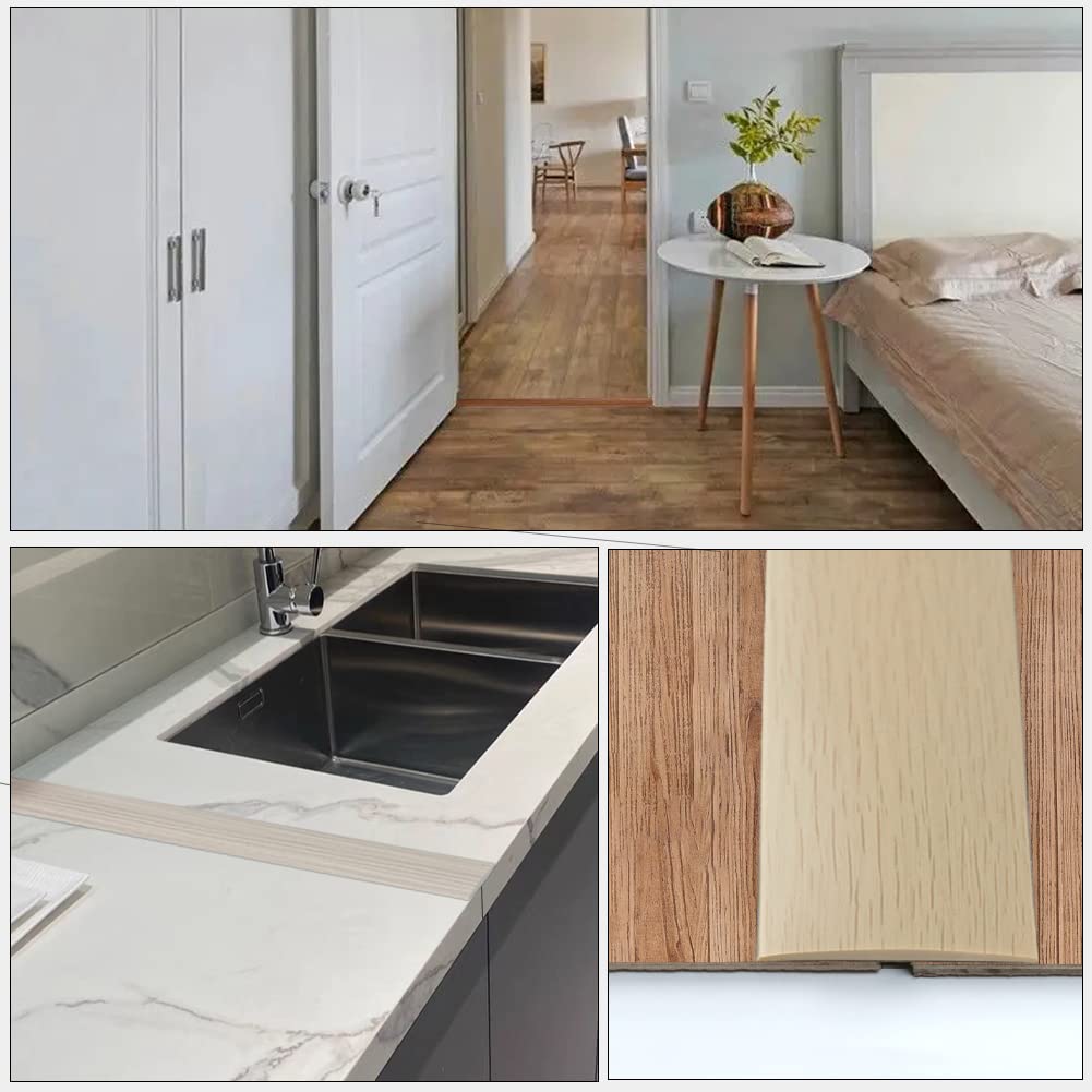 Floor Transition Strip 2" Self Adhesive Flat Vinyl Flooring Transitions Strip with Strong Backing Wood Grain 5cm, 3.28FT, Brown Wood Grain