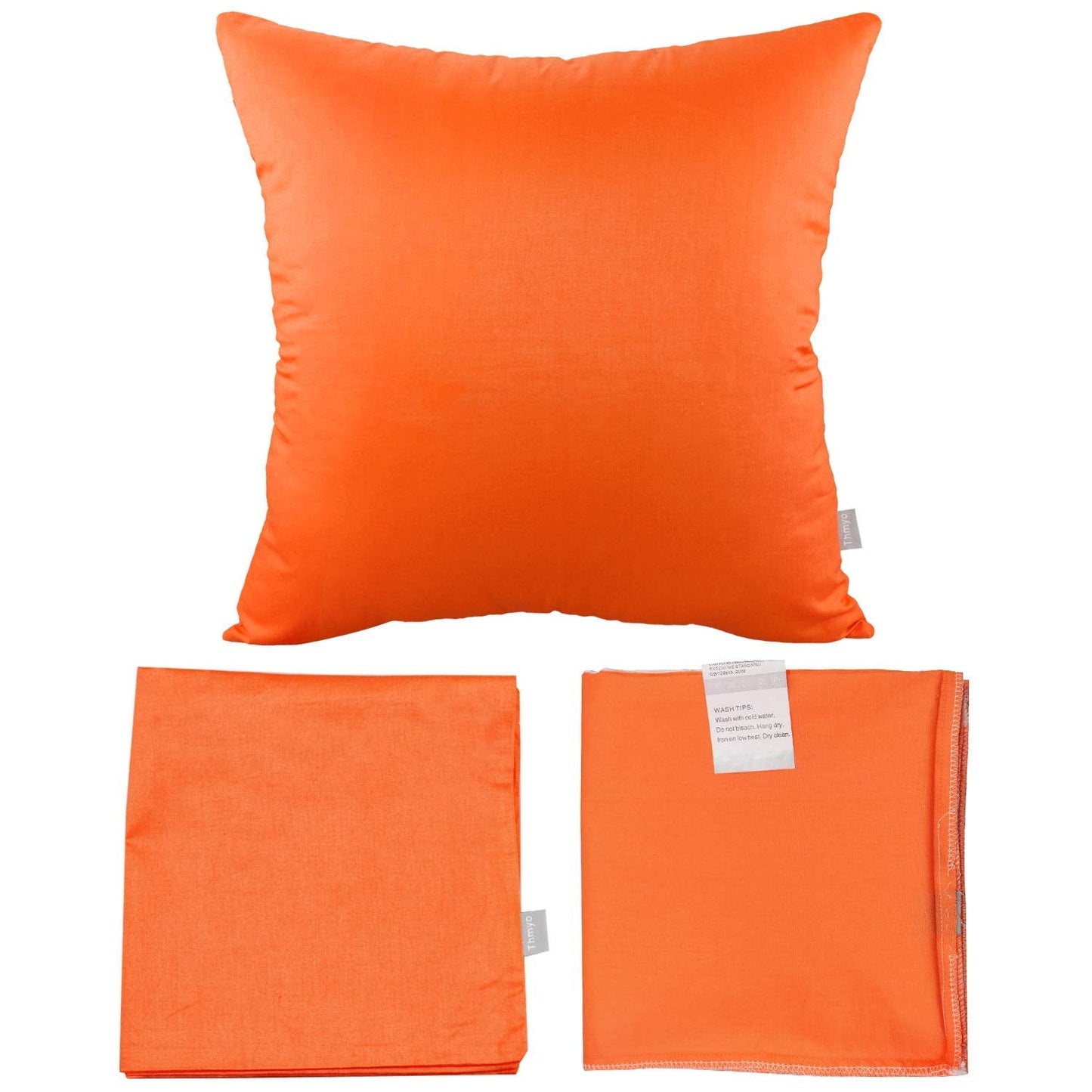 Thmyo 4-Pack 100% Cotton Comfortable Solid Decorative Throw Pillow Cases Fall Square Cushion Cover Pillowcases Sublimation Blank Halloween Thanksgiving DIY Throw Pillowcases(18x18inch/45x45cm,Orange)