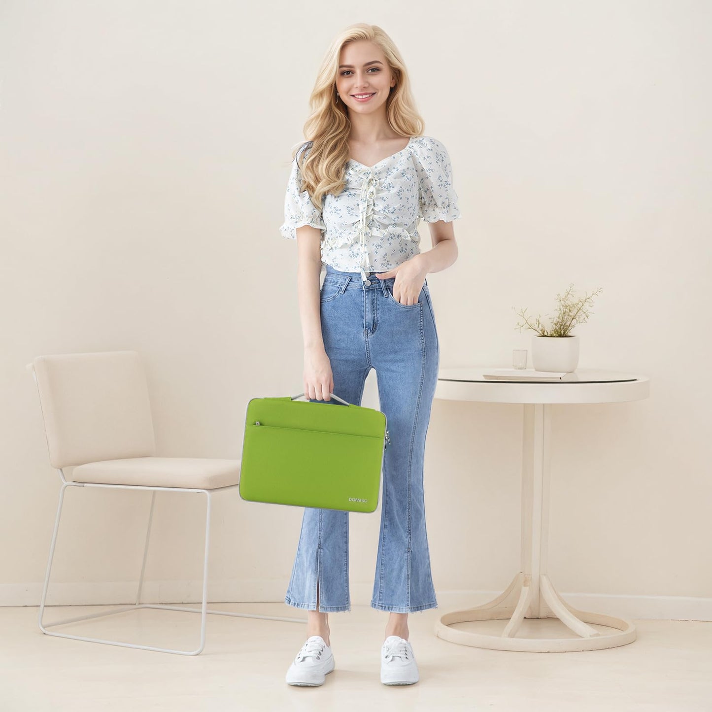 DOMISO 17 inch Laptop Sleeve Case Water-Resistant Bag Portable Carrying Protector with Handle for 17.3" IdeaPad 3 Gen 7/IdeaPad 300 320 321/17.3" ZBook Fury 17.3 G8/HP Envy/LG Gram 17",Tender Green