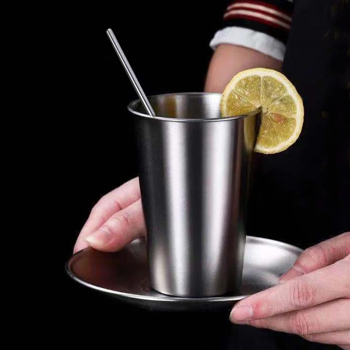 SMLIXE 12 Pack 16oz Stainless Steel Pint Cup,Healthy Unbreakable and Stackable,Metal Drinking Glasses，Beer Glasses