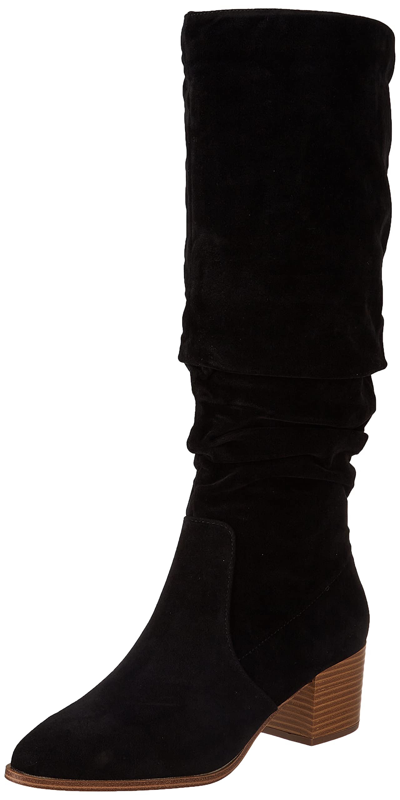 Amazon Essentials Women's Tall Block Heel Boots, Black, 5