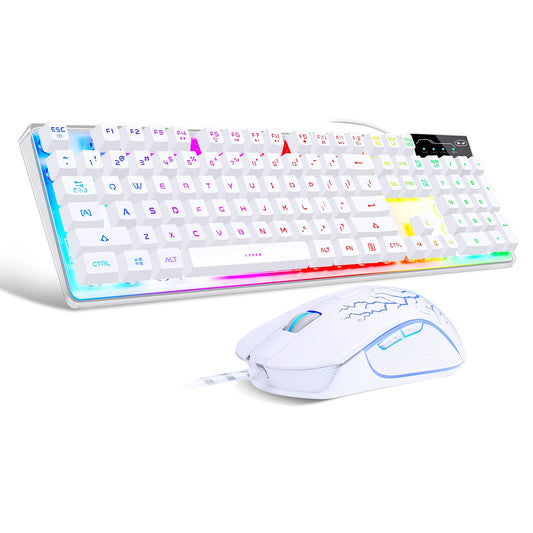 Gaming Keyboard and Mouse Combo, K1 RGB LED Backlit Keyboard with 104 Keys Computer PC Gaming Keyboard for PC/Laptop (Pink)
