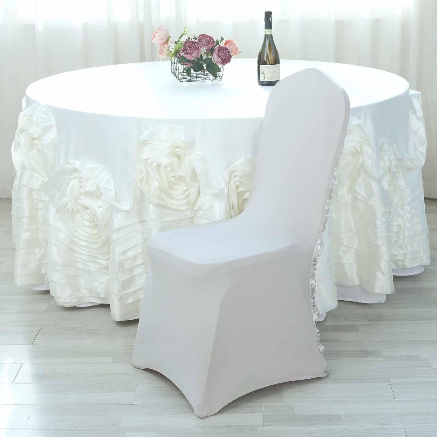 Efavormart 20 PCS White Satin Rosette Spandex Stretch Folding Chair Cover for Party Dining Chairs Wedding W/Foot Pockets Washable Slipcovers for Outdoor Events