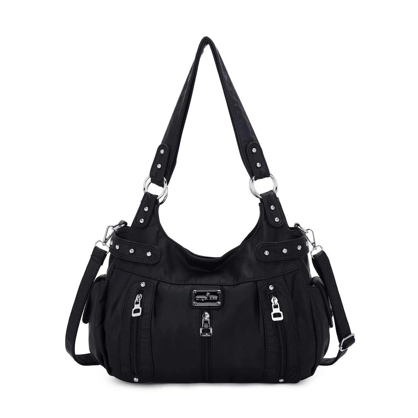 Angelkiss Large Purses and Handbags for Women Washed Faux Leather Crossbody Hobo Satchel Shoulder Handbag Tote Purse