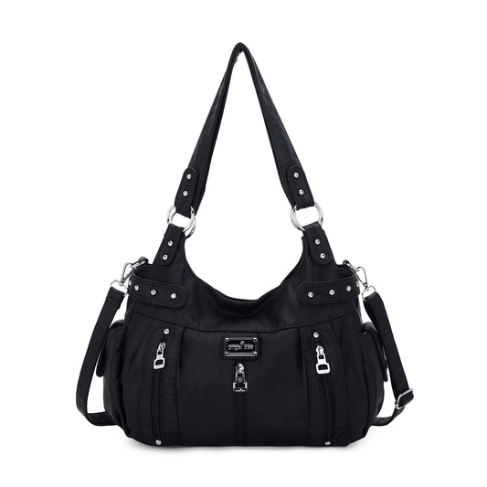 Angelkiss Large Purses and Handbags for Women Washed Faux Leather Crossbody Hobo Satchel Shoulder Handbag Tote Purse