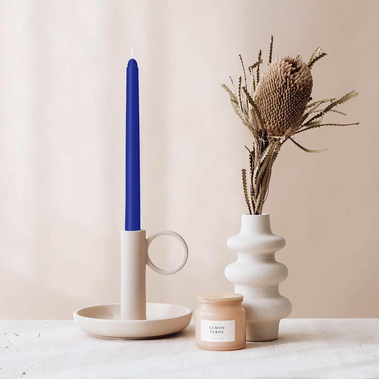 LYOBATH 4 Pack Blue Taper Candles - Taper Candles 10 Inch Dripless, Smokeless & Unscented - 8 Hours Long Burning - Ideal for Weddings, Dinner Parties, and Home Decor