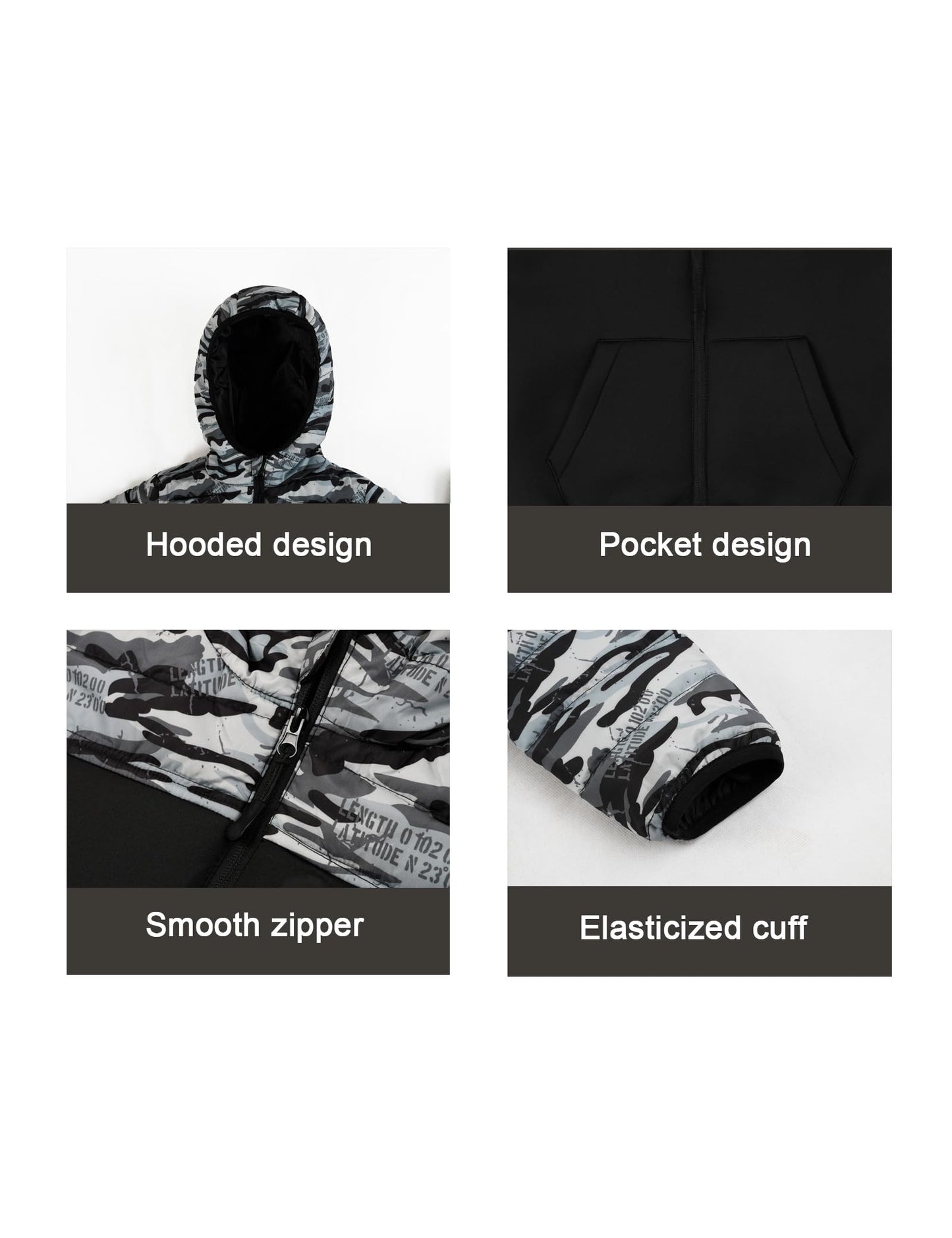 Lansbojun Hooded Puffer Jacket for Boys Lightweight Water-resistant Kids Clothes Winter Coat Black-140/146