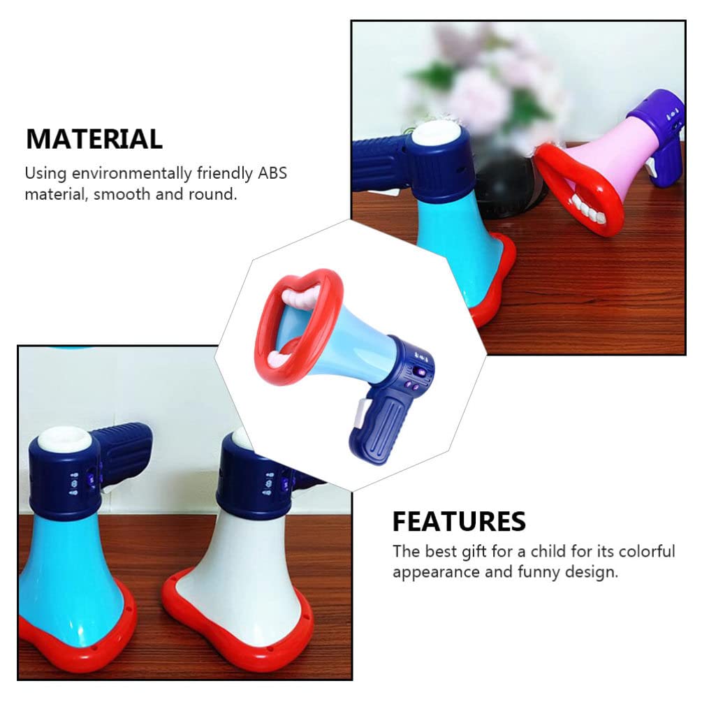 Toyvian Bull Horn Loud Speaker Kids Voice Changer Toy Megaphone Function Toys Mini Electric Hand- held Speaker with Recording Microphone for Toddlers Childrens (Blue) Megaphone Speaker Voice