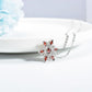 Elensan Women's 925 Sterling Silver Blue Crystals Snowflake Pendant Fashion Necklace Collarbone Chain (Red)