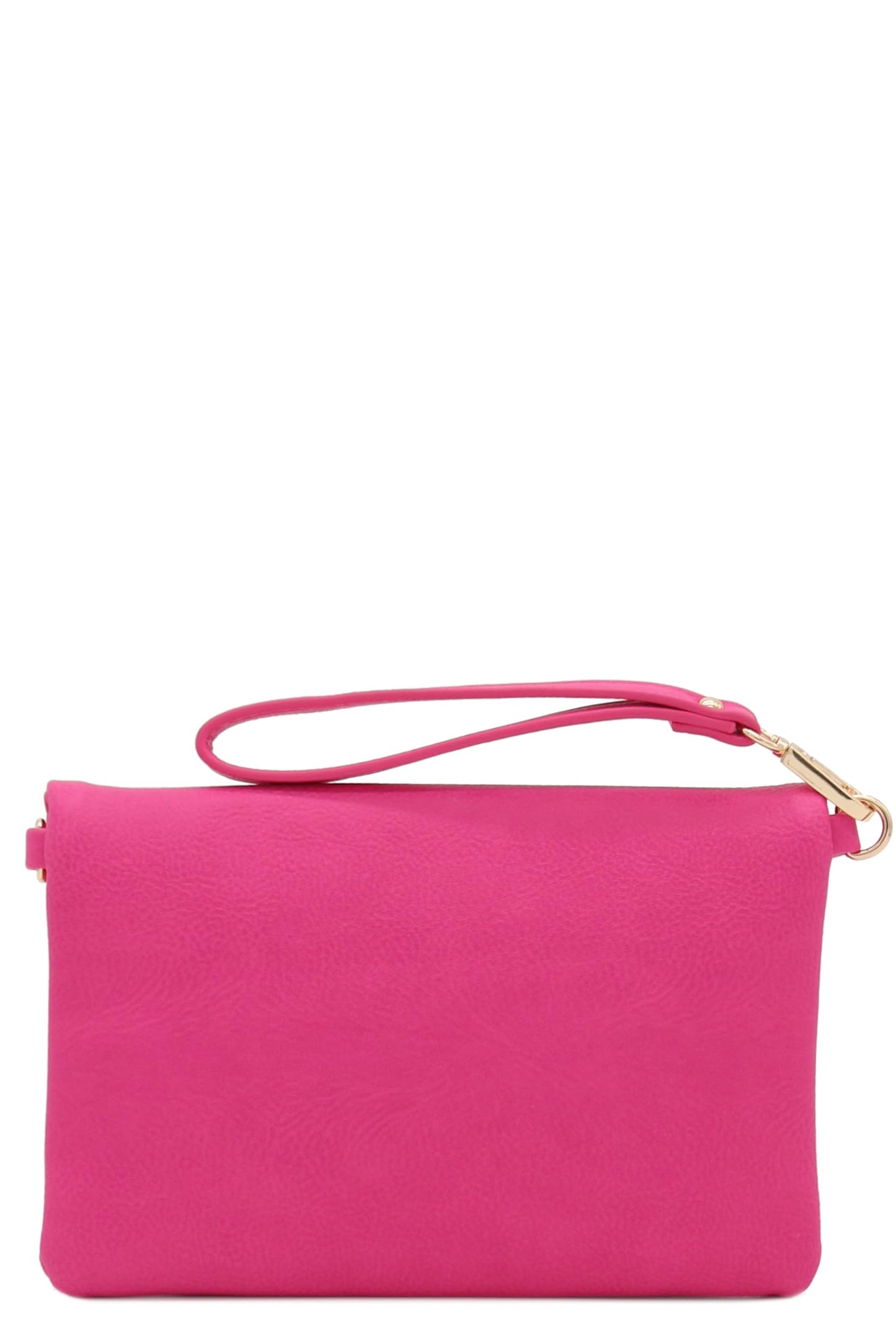 FashionPuzzle Envelope Wristlet Clutch Crossbody Bag with Chain Strap (Fuchsia)