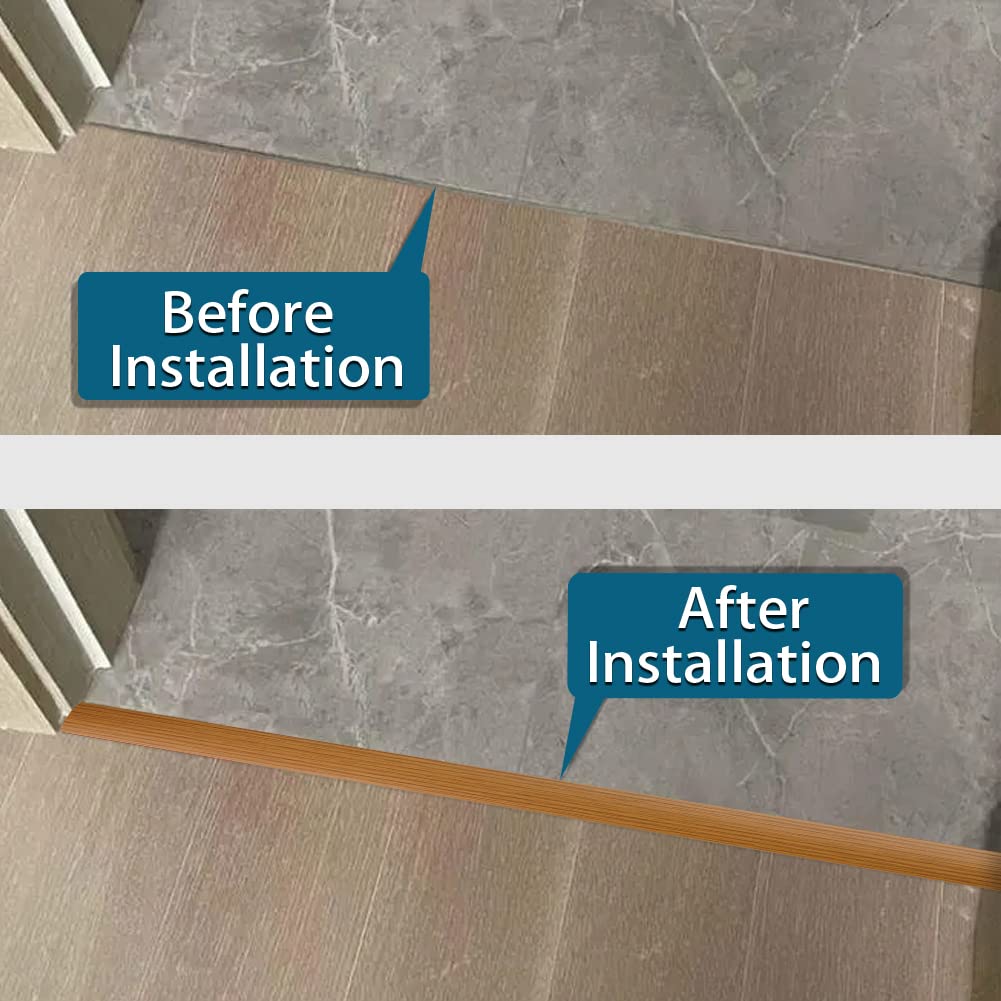 Floor Transition Strip 2" Self Adhesive Flat Vinyl Flooring Transitions Strip with Strong Backing Wood Grain 5cm, 3.28FT, Brown Wood Grain