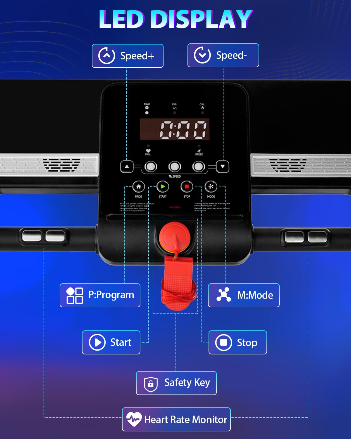 Merax Treadmills, 2.5HP Incline Foldable Treadmill for Home Office, 300 LBS Capacity Electric Walking Running Machine with 15.6" Wide Belt, Walking Pad Treadmill with Handle Bar