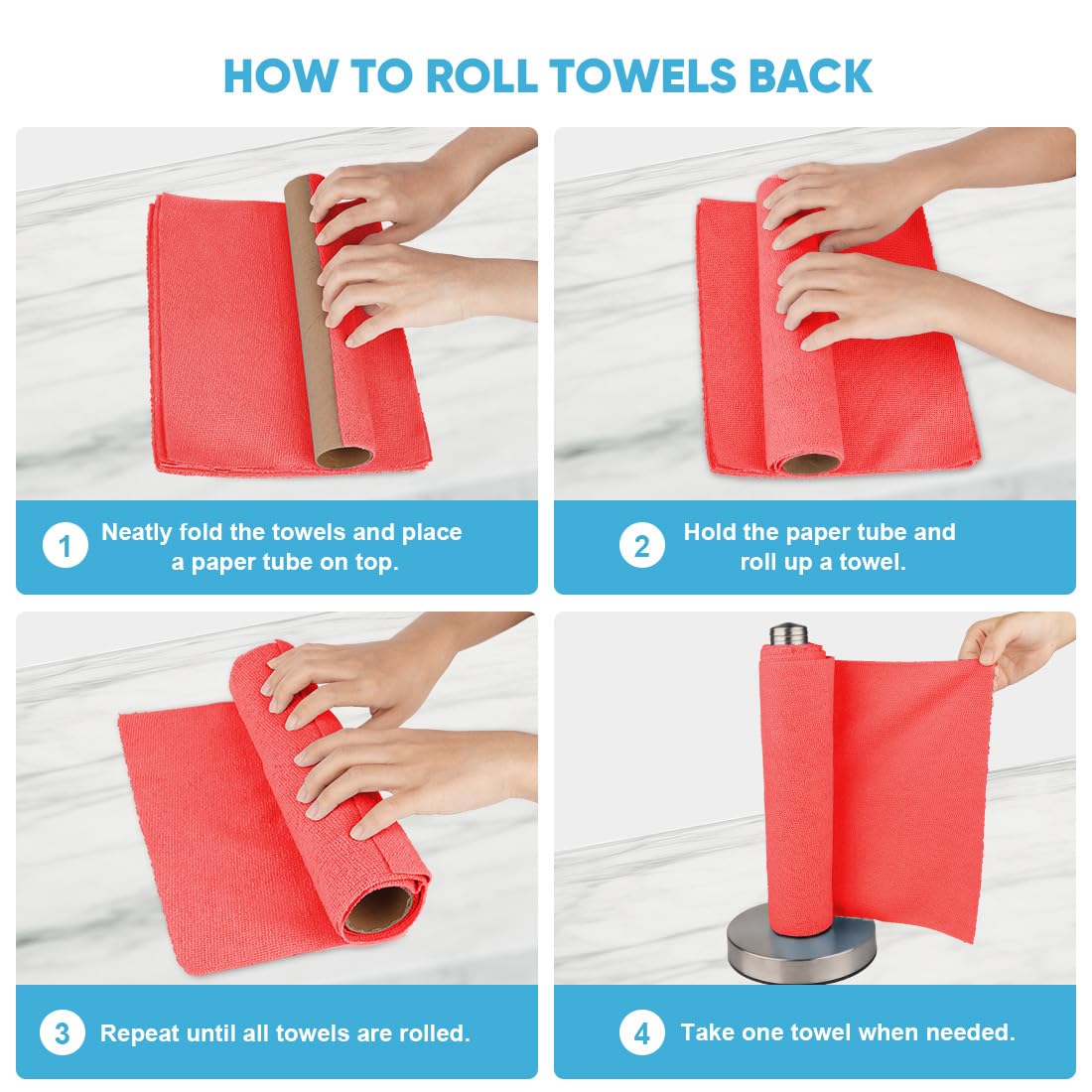 AIDEA Microfiber Cleaning Cloth, Shop Towels 55 Sheets, Micro Fiber Cloth for Cleaning Car, Red Shop Rags Cleaning Towels Reusable Paper Towels for Automotive, Mechanic, Workshops, Kitchen-11×9"