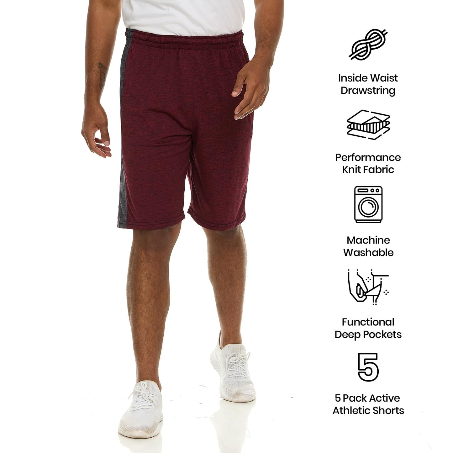 Athletic Shorts for Men - 5 Pack Men's Activewear with Pockets, Quick Dry Basketball Shorts - Sports Shorts for Workout, Gym, Running