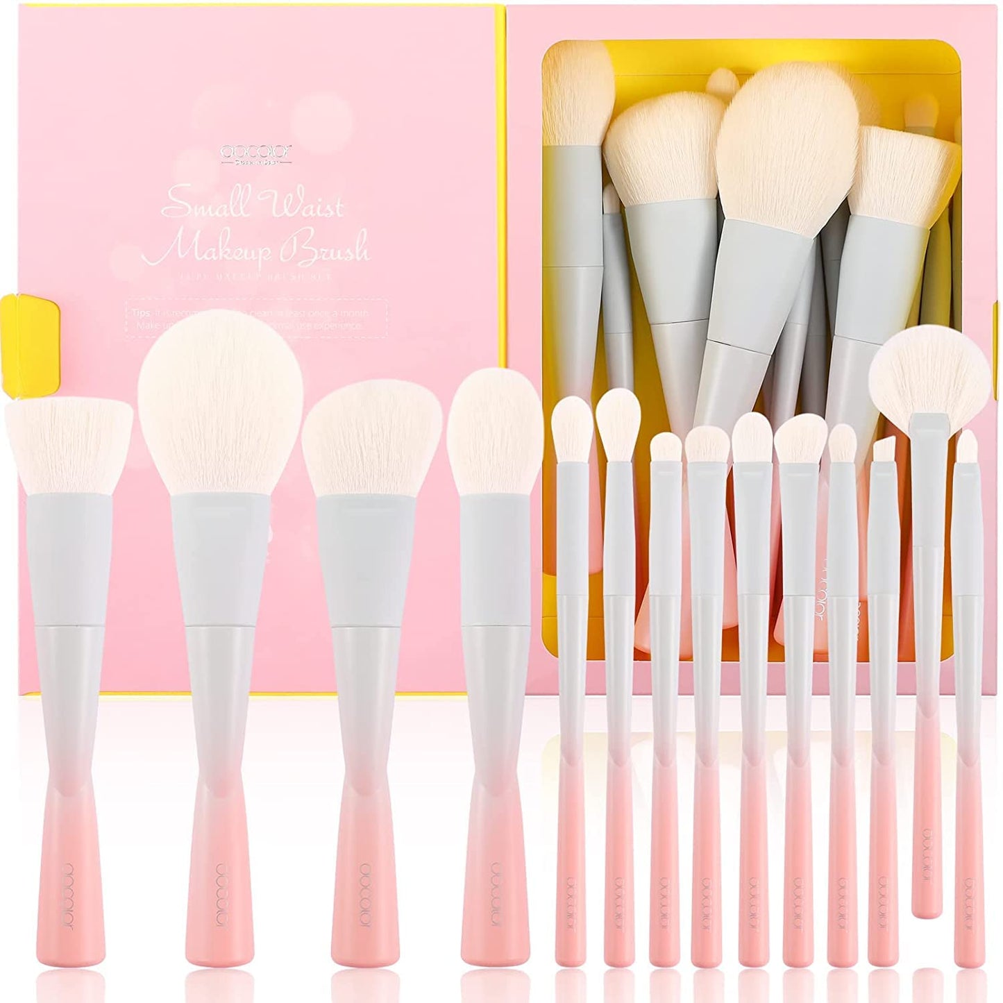 Docolor 14Pcs Makeup Brushes Premium Synthetic Makeup Brush Set Includes 9pcs Eye Brushes,5pcs Synthetic Face Brushes Perfect for Foundation,Blush,Bronzer,Contour,Eyeshadow & Powder-Small Waist Series