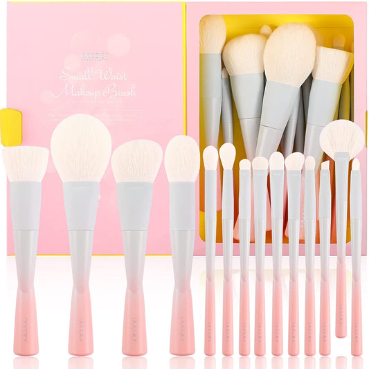 Docolor 14Pcs Makeup Brushes Premium Synthetic Makeup Brush Set Includes 9pcs Eye Brushes,5pcs Synthetic Face Brushes Perfect for Foundation,Blush,Bronzer,Contour,Eyeshadow & Powder-Small Waist Series