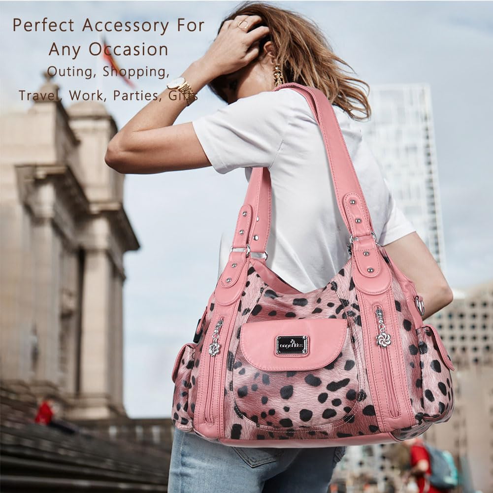 Angel Kiss Purses for Women, Large Shoulder Bag Hobo Tote Purse Mutipocket Faux Leather Satchel Hobo Purse