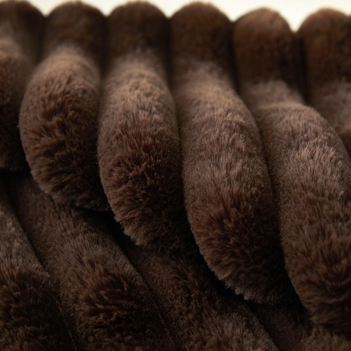 Sunday Praise Double-Sided Faux Fur Plush Throw Pillow Covers 18x18 Inch Set of 2 Dark Brown Striped Decorative Pillow Cases Soft Luxury Cushion Cases for Couch Sofa Living Room Décor