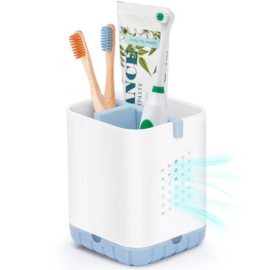 Boperzi Toothbrush Holders for Bathrooms, Detachable Electric Toothbrush Holder, Kids Toothbrush Holder Drainage, 3 slot Toothbrush and Toothpaste Holder Storage Caddy, Toothbrush Organizer White/Grey