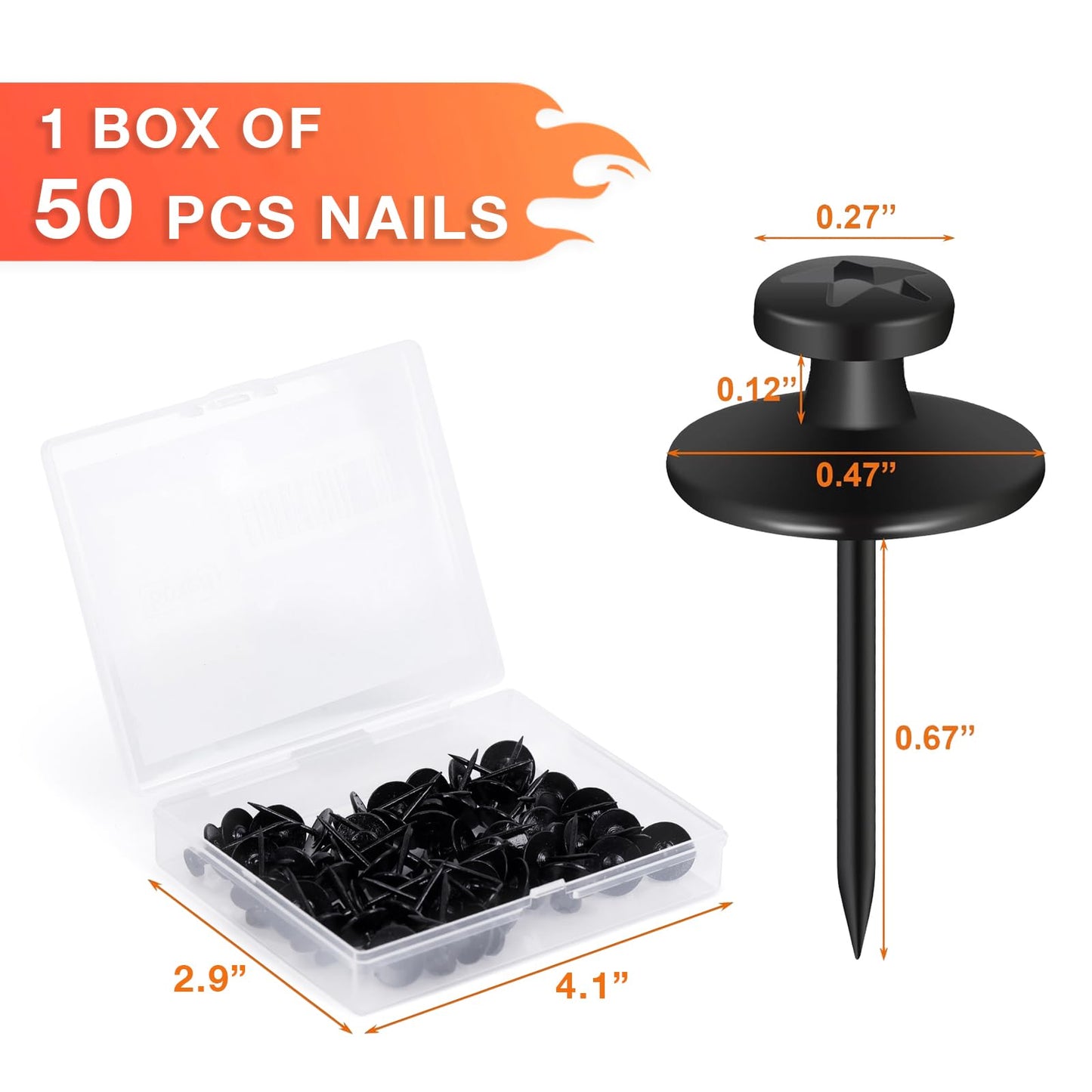 50 PCS Push Pins Picture Hangers Wall Hooks, Double Headed Thumb Tacks Without Nails, Renter Friendly Decor Thumbtacks for Tapestry Frame Art Photos (Black)