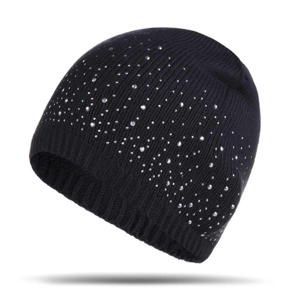 Ulalaza Sparkle Cable Knit Hat Pom Pom Beanie Skull Stocking Hat Cuff Beanie Cap for Ladies