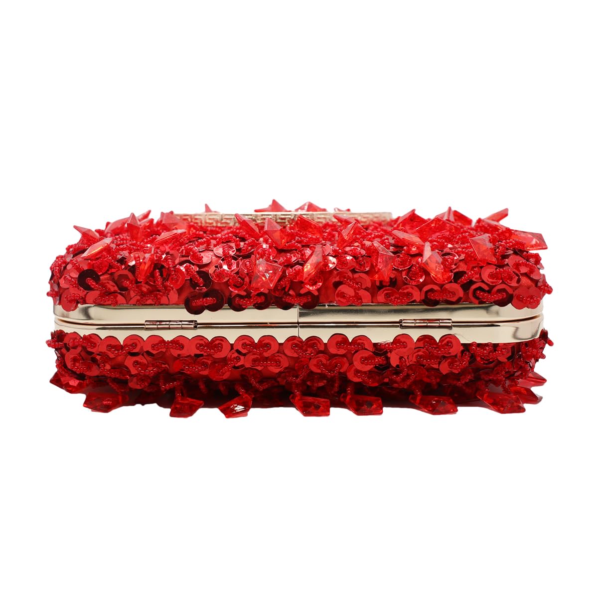RomanticDesign Women Bling Evening Bag Fashion Embroidered Beaded Sequin Clutch Cocktail Wedding Party Purse, Red
