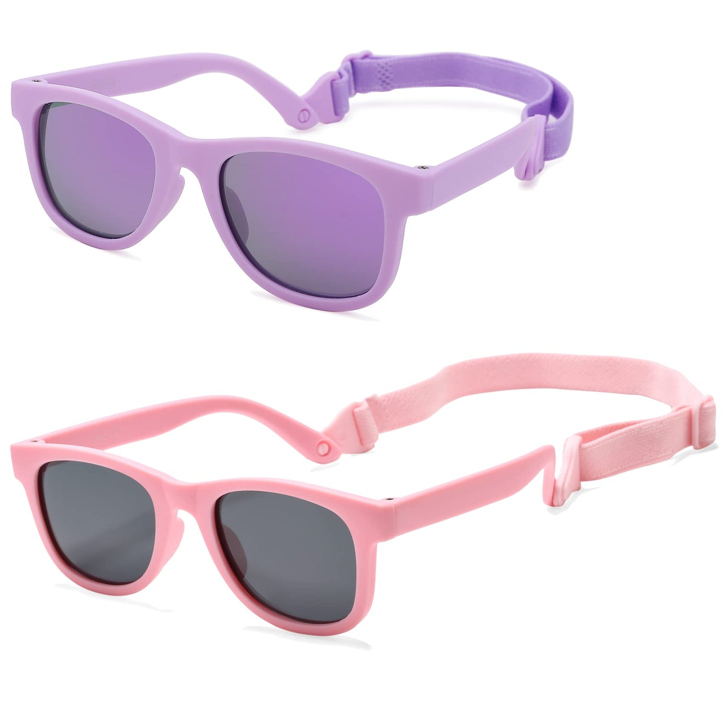 COASION CA8042 - Gafas de sol polarizadas flexibles para recién nacidos con correa para niños y niñas de 0 a 12 meses