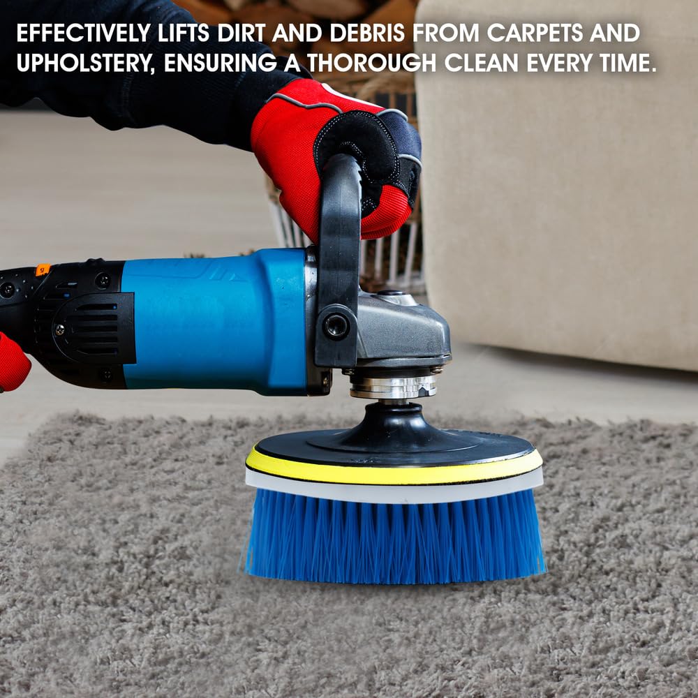 Nanoskin 5" Carpet & Upholstery Rotary Brush with 1.5-Inch Bristle - Premium Nylon Bristles, Perfect for Auto Detailing | Compatible with Most Buffers and Polishers | Enhanced Deep Cleaning Tool