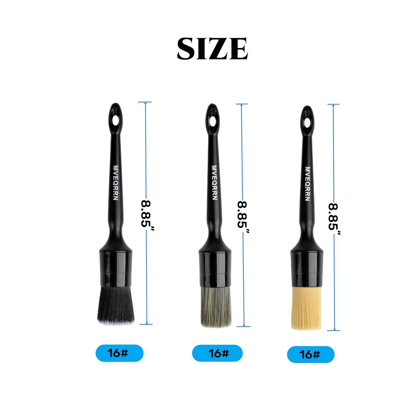 MVEQRRN 3pcs Car Detailing Brush Set-1pcs Boars Hair Car Detailing Brushes,1pcs Ultra Soft No Scratch Detailing Brush for Air Vent,Leather Seat 1pcs Detail Brushes car Detailing for Interior Exterior