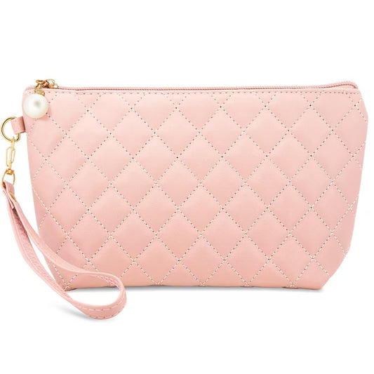 Younpy Wallet with Strap Wristlet Purses for Women Quilted Envelope Clutch Wristlet Wallet Pink Clutch Purses Ladies Handbag with Strap Evening Bag Pink