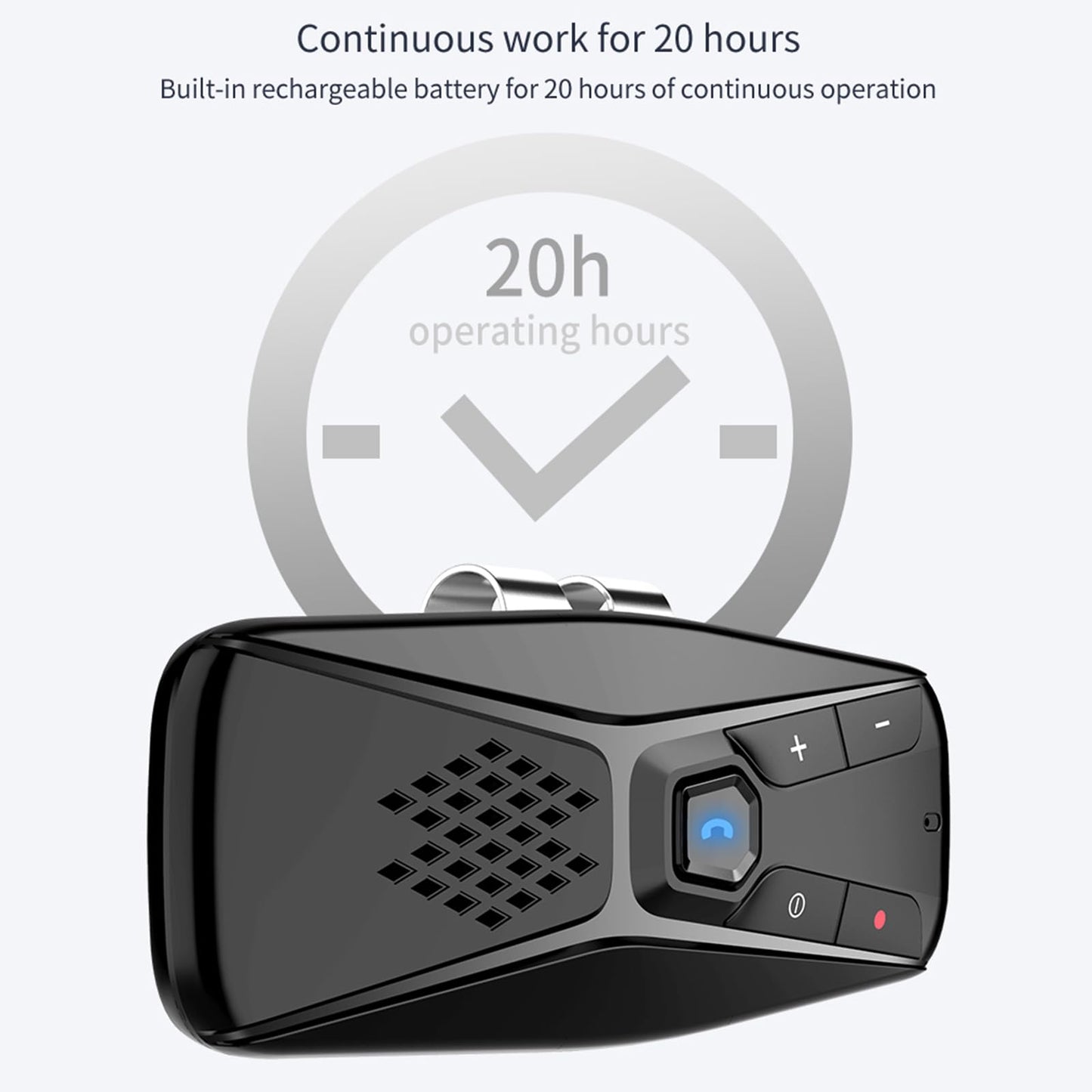 Docooler Car Bluetooth Speaker for Cell Phone, Portable Bluetooth Handsfree Car Kit Wireless in Car, in-Car Sun Visor Mounted Speakerphone with Visor Clip & Mic - Black