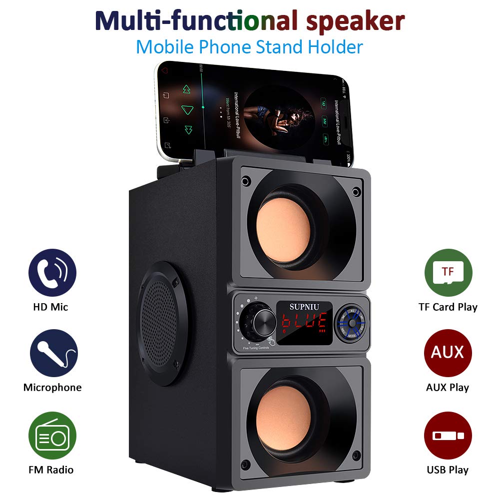 Bluetooth Speaker, Portable Bluetooth Boombox with 40W (60W Peak) Stereo Dual Woofers and Dual Tweeters Wireless Home Party Speaker, 2400 Minutes Playtime, Suitable for Party, Camping, Gym
