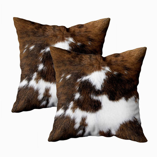 TOMWISH Pack of 2 Throw Pillow Covers Christmas Cowhide Printing Western 18x18 Pillow Cover,Decorative Throw Pillows Cushion Covers for Home Living Room Sofa Bedroom