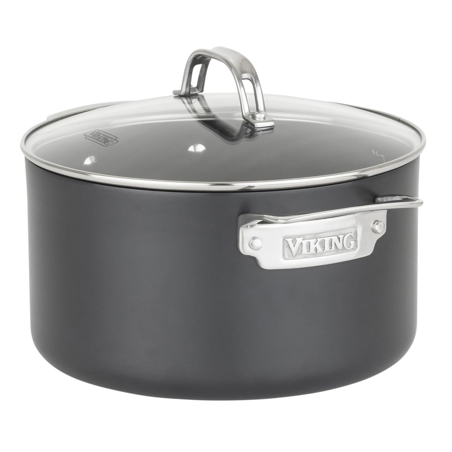 Viking Pots and Pans Set Non Stick, 12 Piece Hard Anodized Kitchen Cookware with Glass Lids, Black