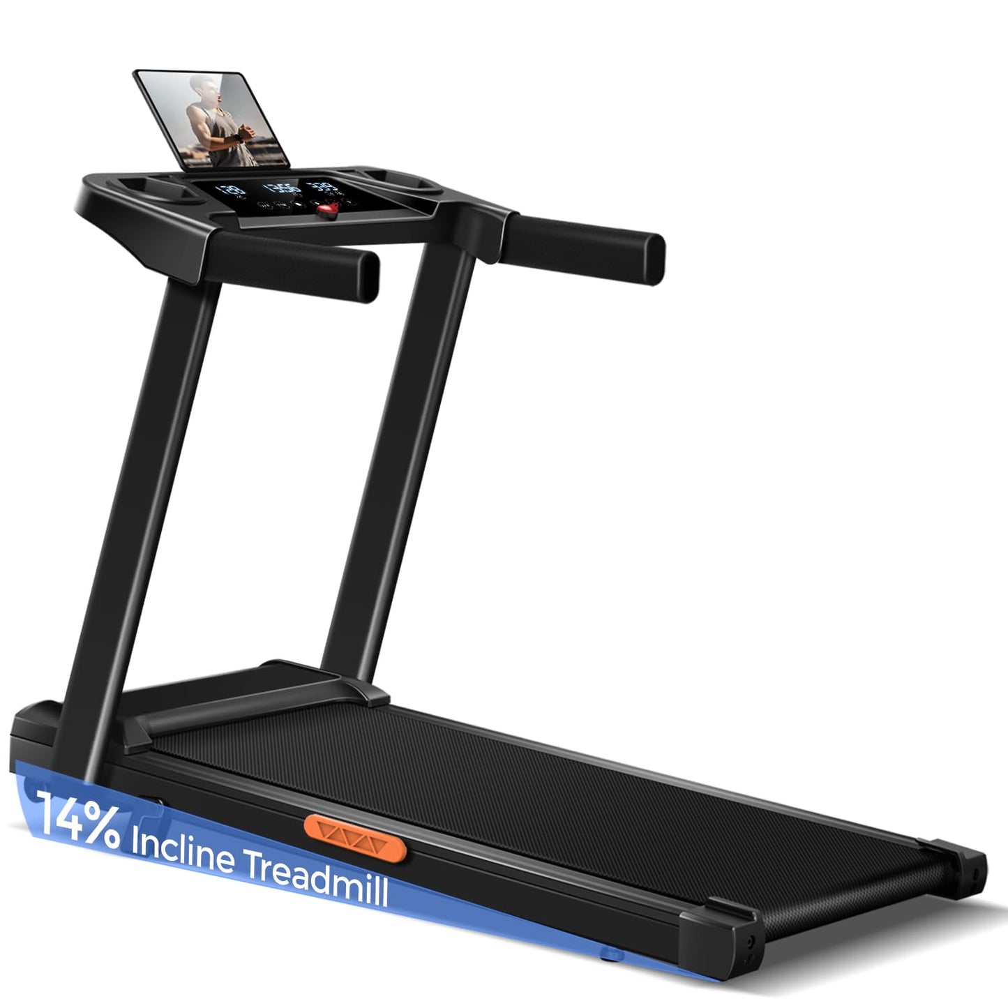 3-in-1 Treadmill with 14% Incline, Foldable Treadmills for Home with Handle, Portable Treadmills with 300 Lbs Weight Capacity, 3.0HP Quiet Walking Pad Treadmill, Three Touch Screen