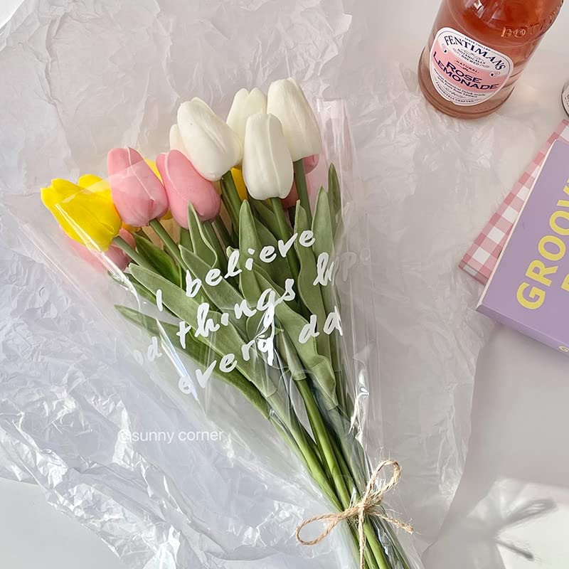 UKELER Pink Tulips Artificial Flowers Bulk 24 Pcs Fragrant Real Touch Artificial Tulip Flowers for Home Kitchen Wedding Birthday Party Decorations