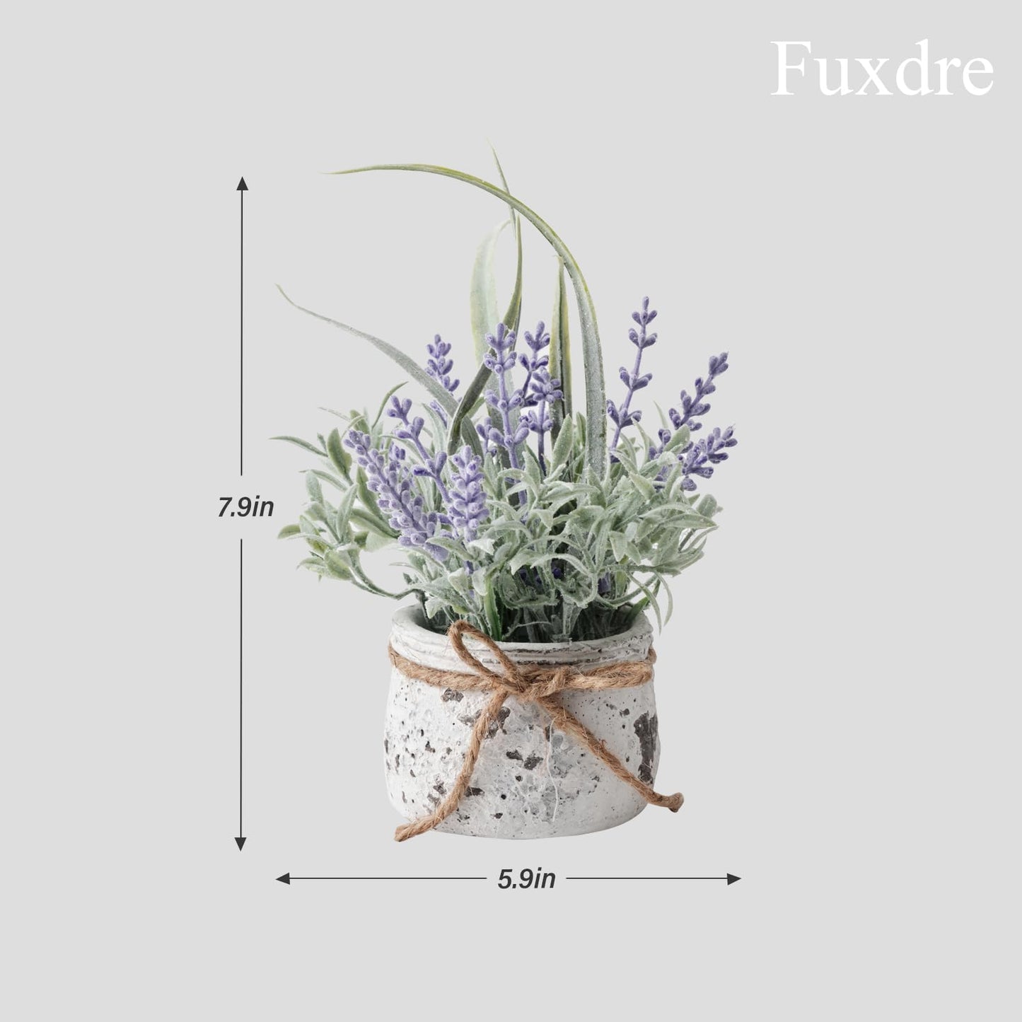 Fuxdre Small Fake Plants, 2 Pack Mini Artificial Plants Fake Lavender Plant in Pot, Lavender Decor and Dining Room Desk Shelf Bathroom Living Room (A-2pcs)