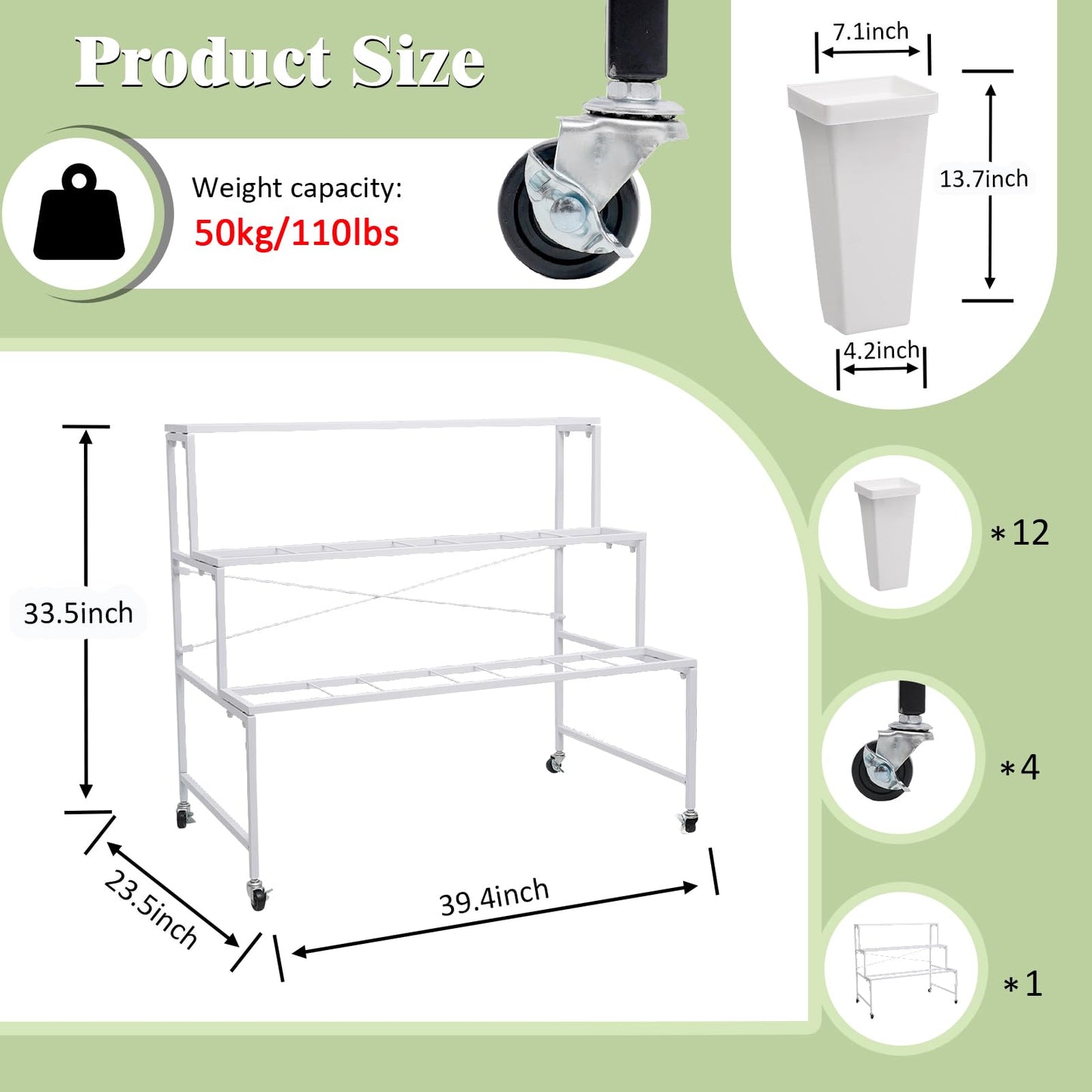 Flower Display Stands with Buckets, 3-Tier Rolling Plant Stand with Locking Wheels - Heavy Duty Metal Flower Cart for Indoor/Outdoor Use, Wedding Decor & Florist Displays (Holds 12 Pots) (Gold)