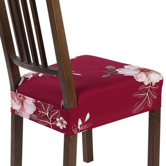 SearchI Stretch Dining Chair seat Covers Set of 6, Soft Removable Washable seat Covers for Dining Chairs, Dining Room seat Cover Protector (Rear-Covered, Red)