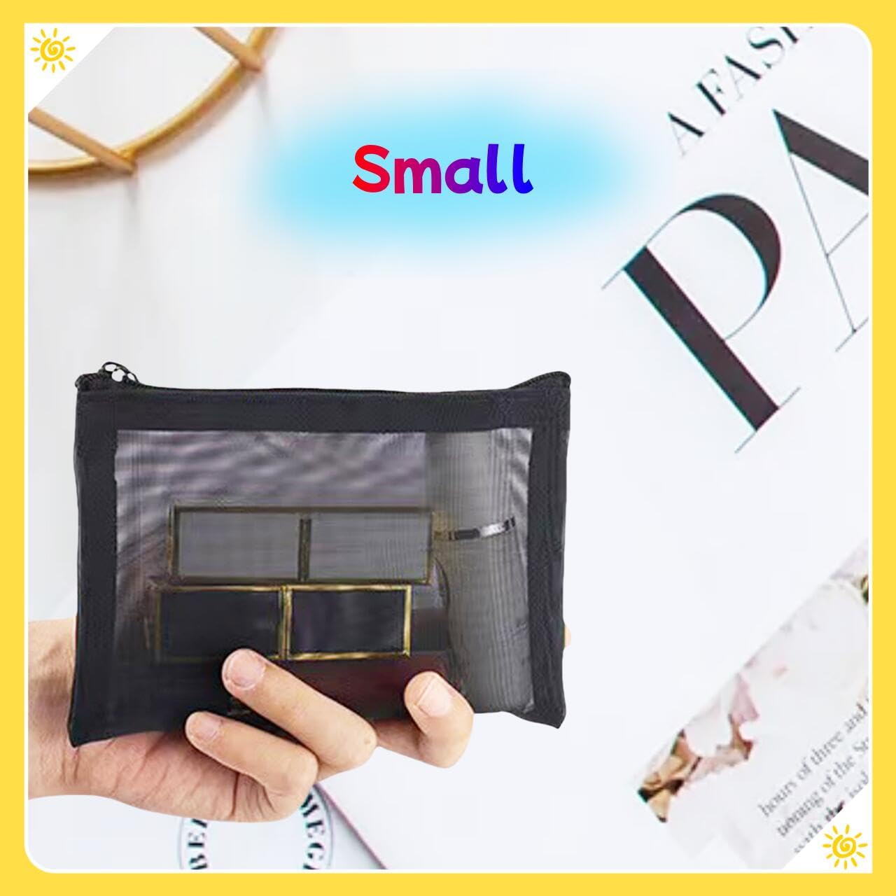 5-Pack Small Mesh Makeup Bag with Zipper for Purse, Diaper Bag Organizing Pouches, Purse Organizer Pouches for Travel Toiletry Bag