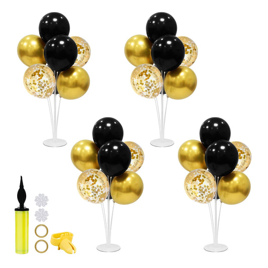 ZJDHPTY Black and Gold Party Decorations Balloon Stand Table Centerpieces for Birthday Wedding Retirement Anniversary Father's Day Halloween New Years Graduation Decorations 2025